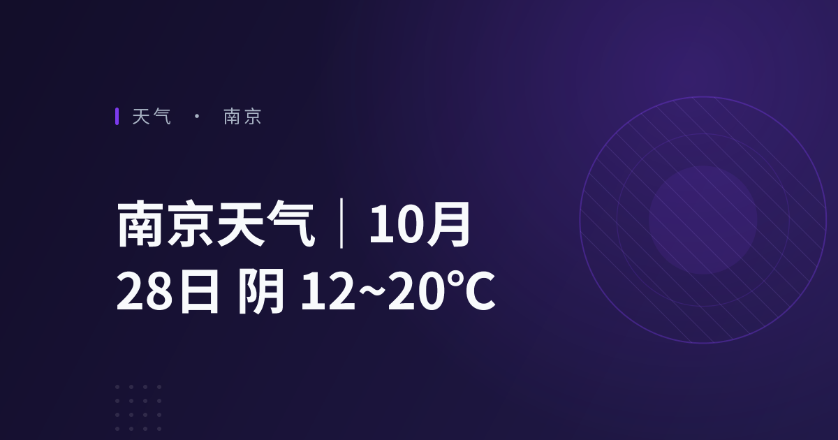 南京天气｜10月28日 阴 12~20℃